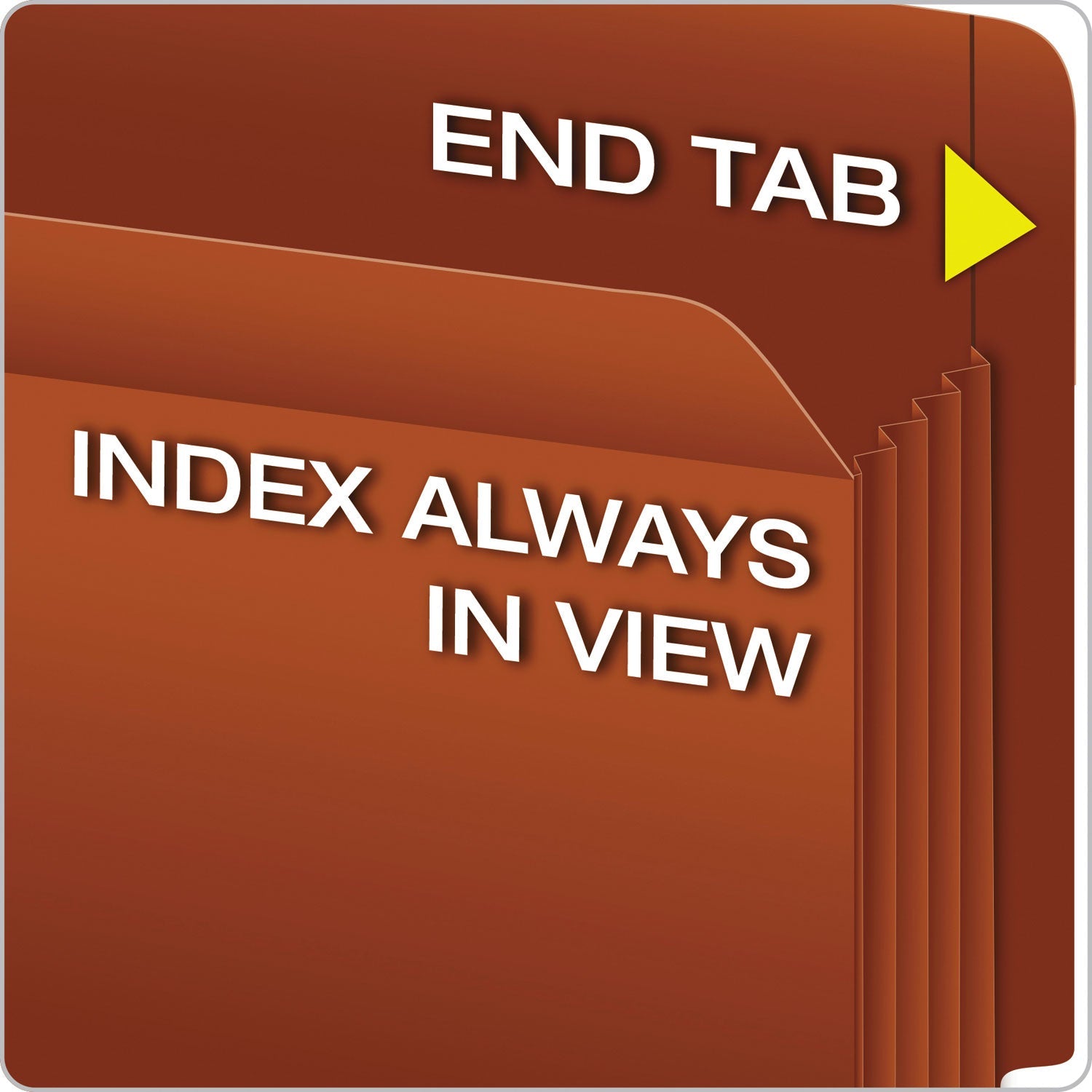 Pendaflex Heavy-Duty End Tab File Pockets, 5.25" Expansion, Letter Size, Red Fiber, 10/Box