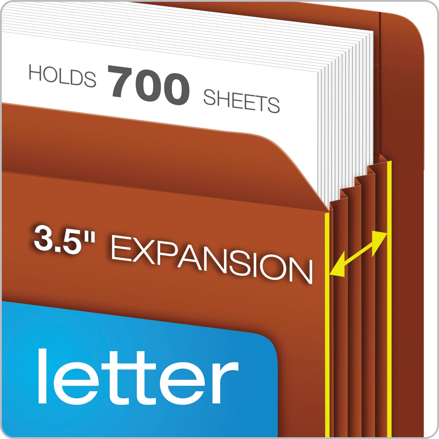 Pendaflex Heavy-Duty End Tab File Pockets, 3.5" Expansion, Legal Size, Red Fiber, 10/Box