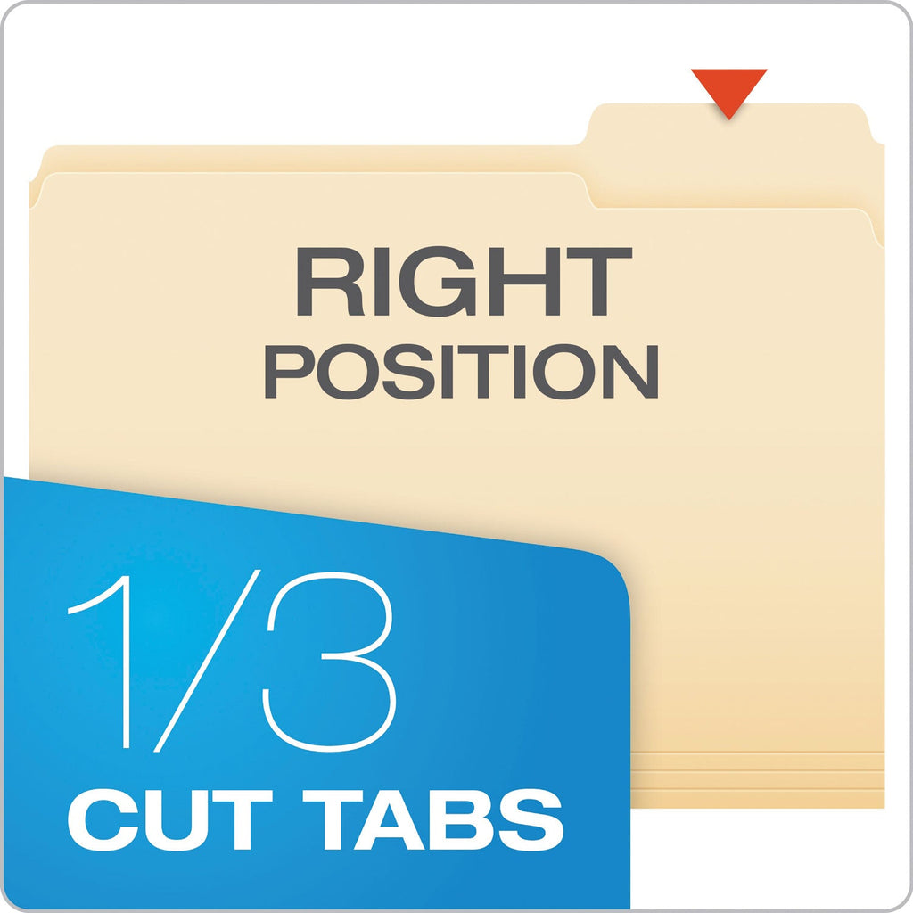 Pendaflex Manila File Folders, 1/3-Cut Tabs: Right Position, Letter Size, 0.75" Expansion, Manila, 100/Box