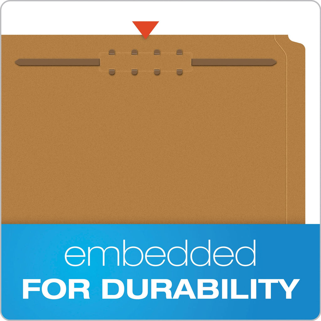 Pendaflex Kraft Fastener Folders, 1/3-Cut Tabs: Assorted, 1 Fastener, Letter Size, Kraft Exterior, 50/Box