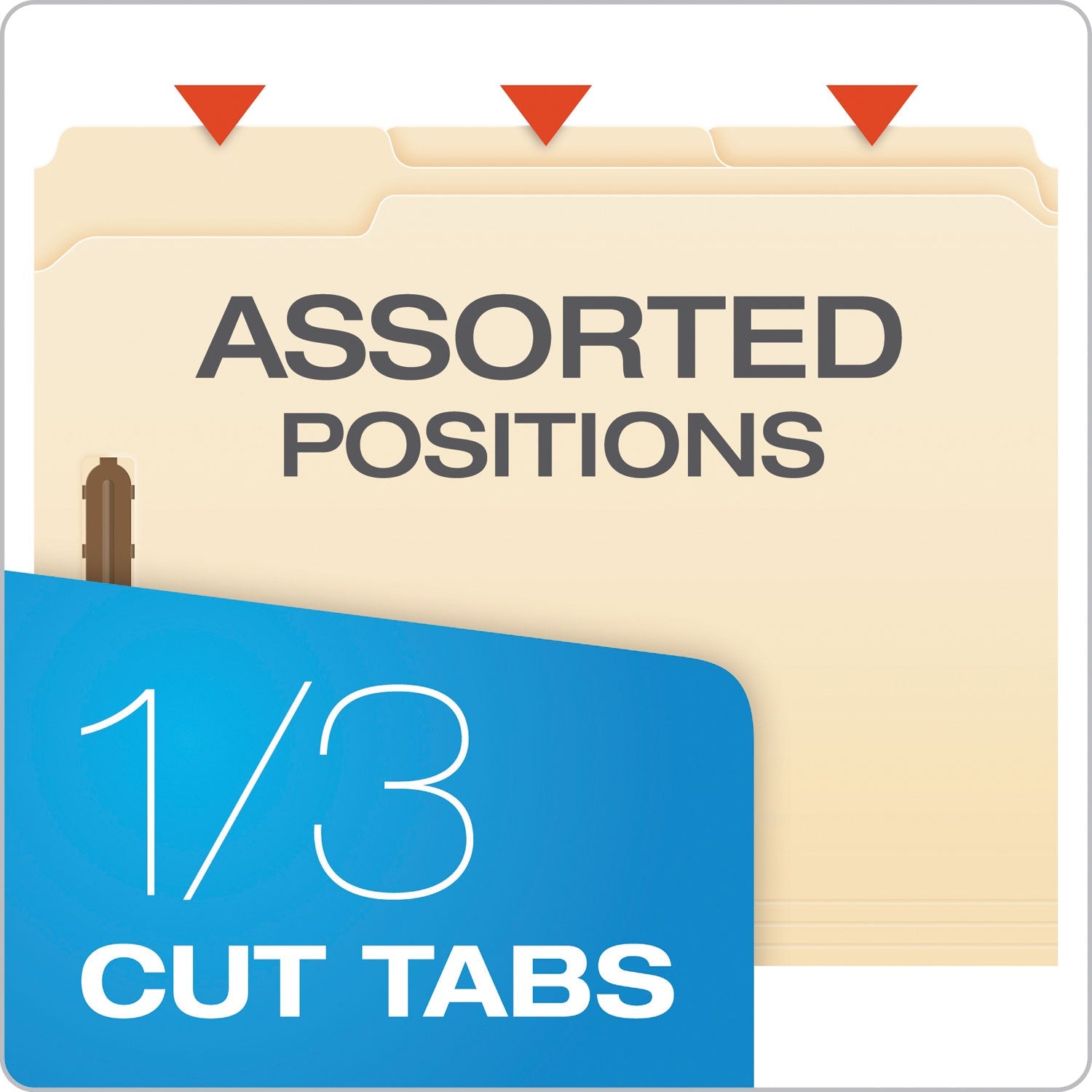 Pendaflex Manila Fastener Folders, 1/3-Cut Tabs: Assorted, 2 Fasteners, Letter Size, Manila Exterior, 50/Box