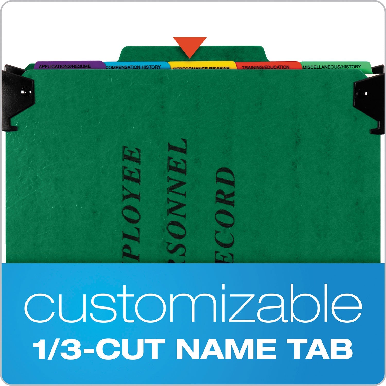 Pendaflex Hanging-Style Personnel Folders, 5 Dividers with 1/5-Cut Tabs, Letter Size, 1/3-Cut Exterior Tabs, Green