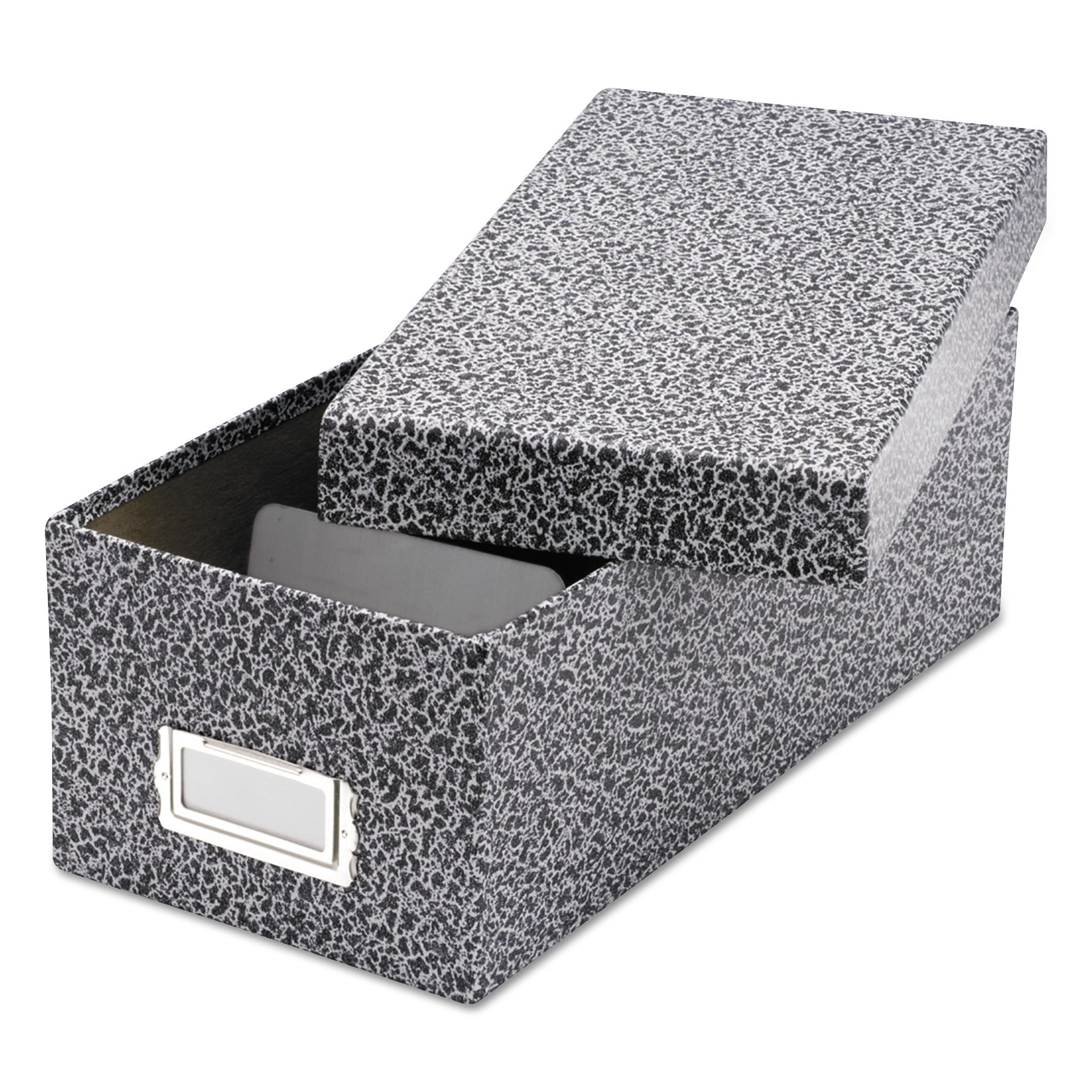 Oxford Reinforced Board Card File, Lift-Off Cover, Holds 1,200 3 x 5 Cards, 5.13 x 11 x 3.63, Black/White