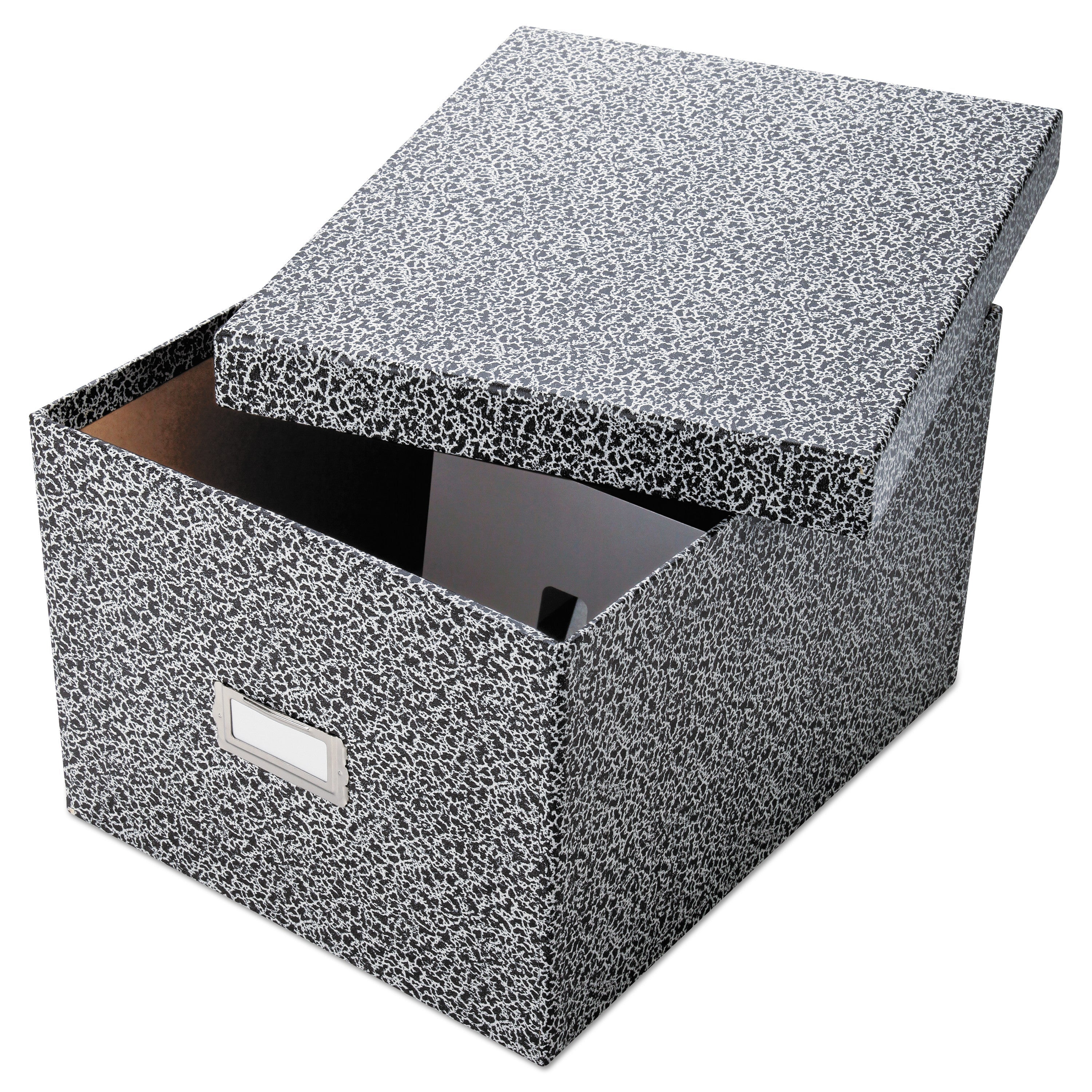 Oxford Reinforced Board Card File, Lift-Off Cover, Holds 1,200 6 x 9 Cards, 9 x 11 x 6.75, Black/White