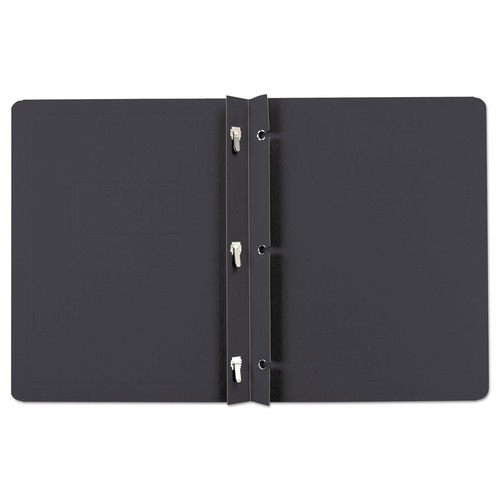 Oxford Title Panel and Border Front Report Cover, Three-Prong Fastener, 0.5" Capacity, 8.5 x 11, Black/Black, 25/Box