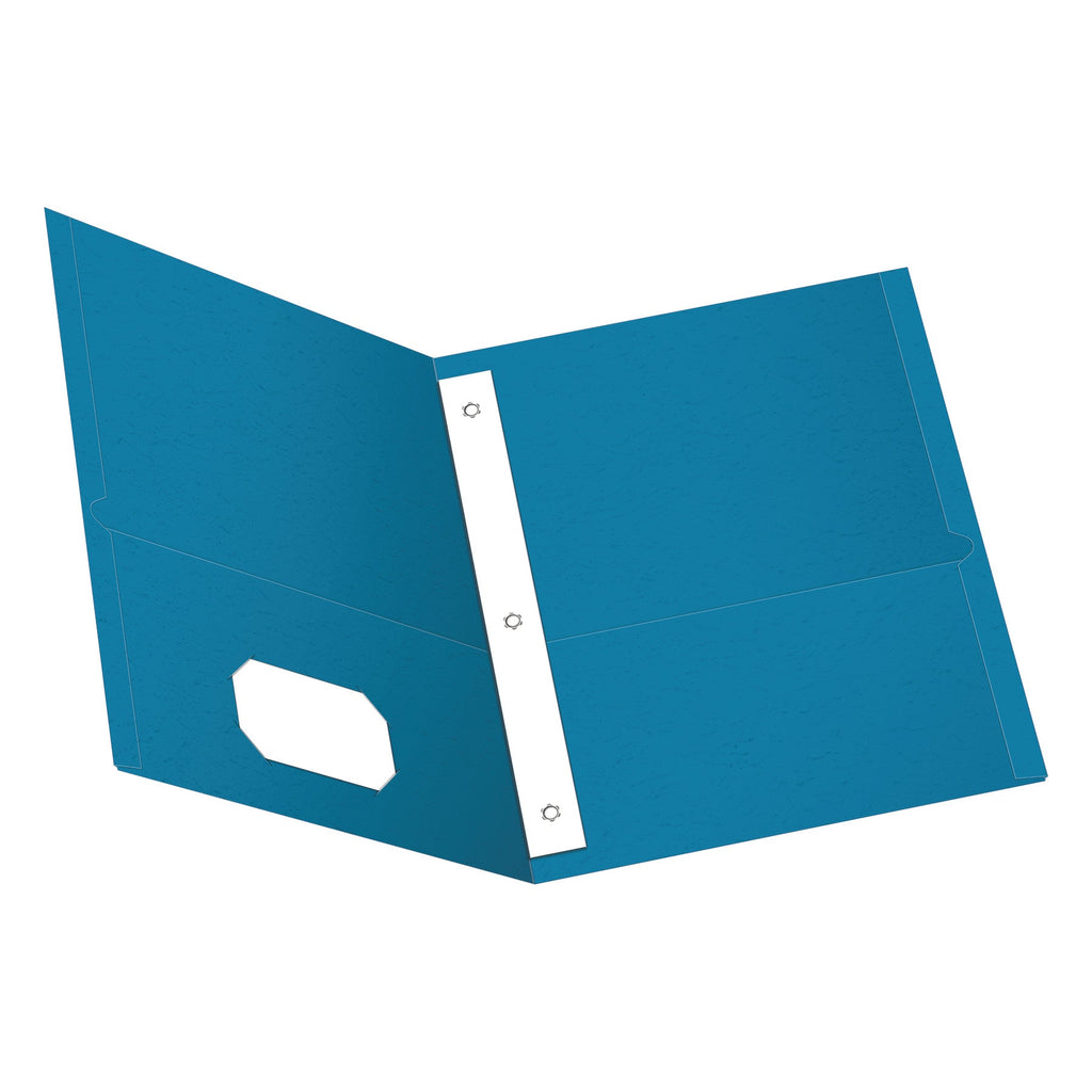 Oxford Twin-Pocket Folders with 3 Fasteners, 0.5" Capacity, 11 x 8.5, Light Blue, 25/Box