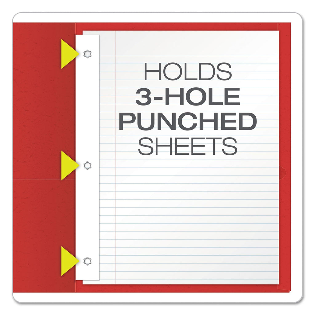 Oxford Twin-Pocket Folders with 3 Fasteners, 0.5" Capacity, 11 x 8.5, Red, 25/Box