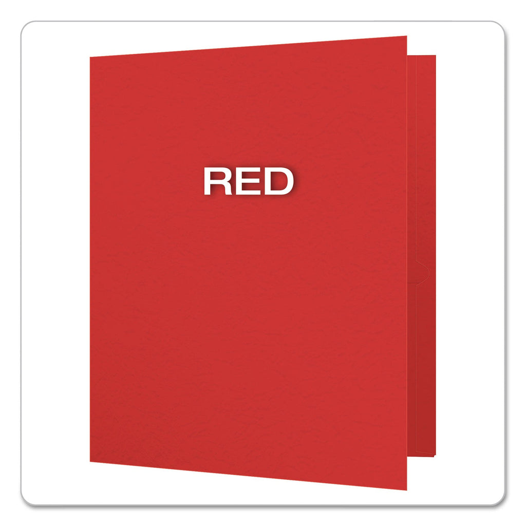 Oxford Twin-Pocket Folders with 3 Fasteners, 0.5" Capacity, 11 x 8.5, Red, 25/Box
