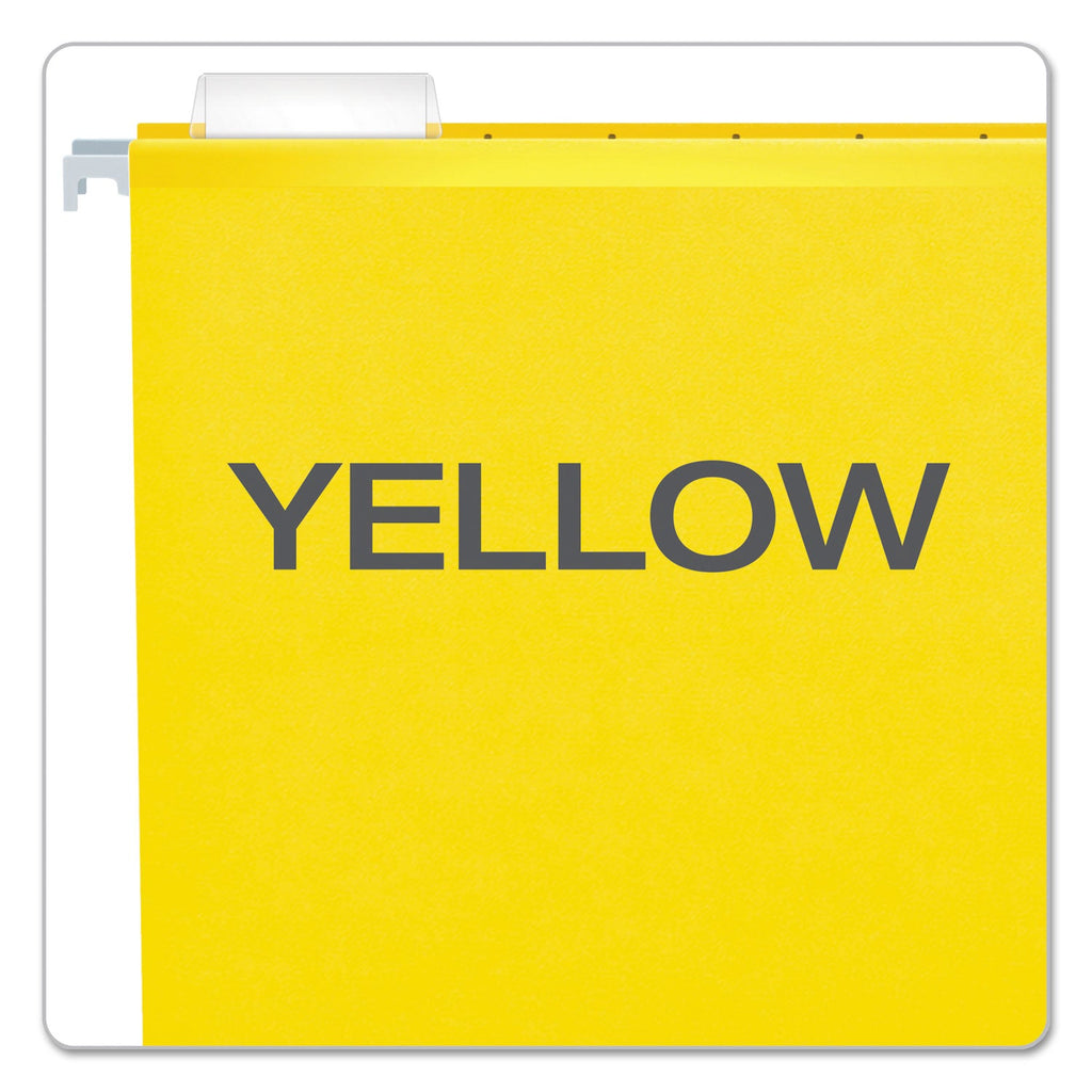 Pendaflex Extra Capacity Reinforced Hanging File Folders with Box Bottom, 2" Capacity, Letter Size, 1/5-Cut Tabs, Yellow, 25/Box