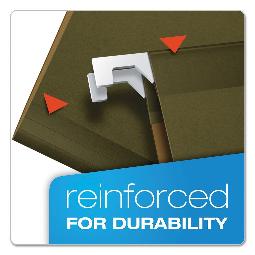 Pendaflex Extra Capacity Reinforced Hanging File Folders with Box Bottom, 3" Capacity, Legal Size, 1/5-Cut Tabs, Green, 25/Box