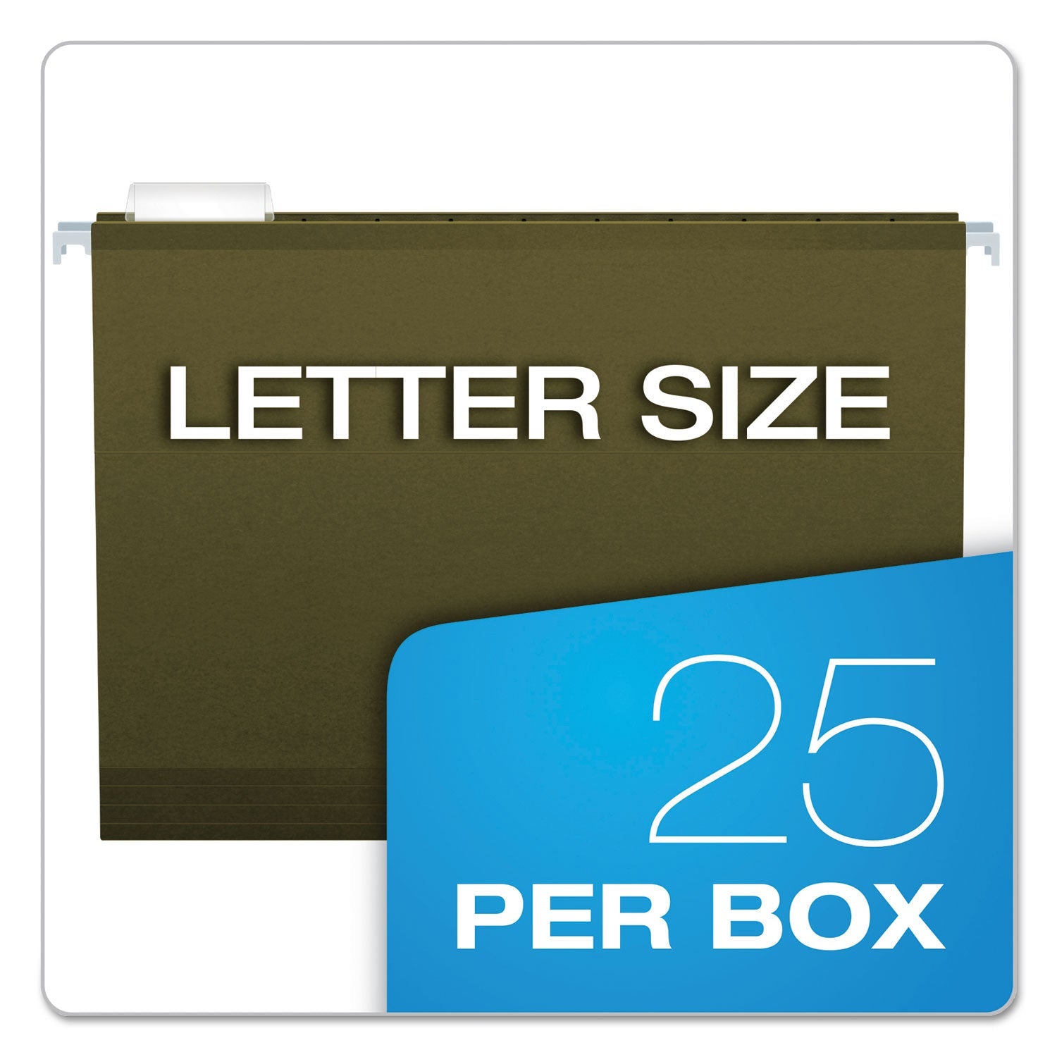 Pendaflex Extra Capacity Reinforced Hanging File Folders with Box Bottom, 4" Capacity, Letter Size, 1/5-Cut Tabs, Green, 25/Box