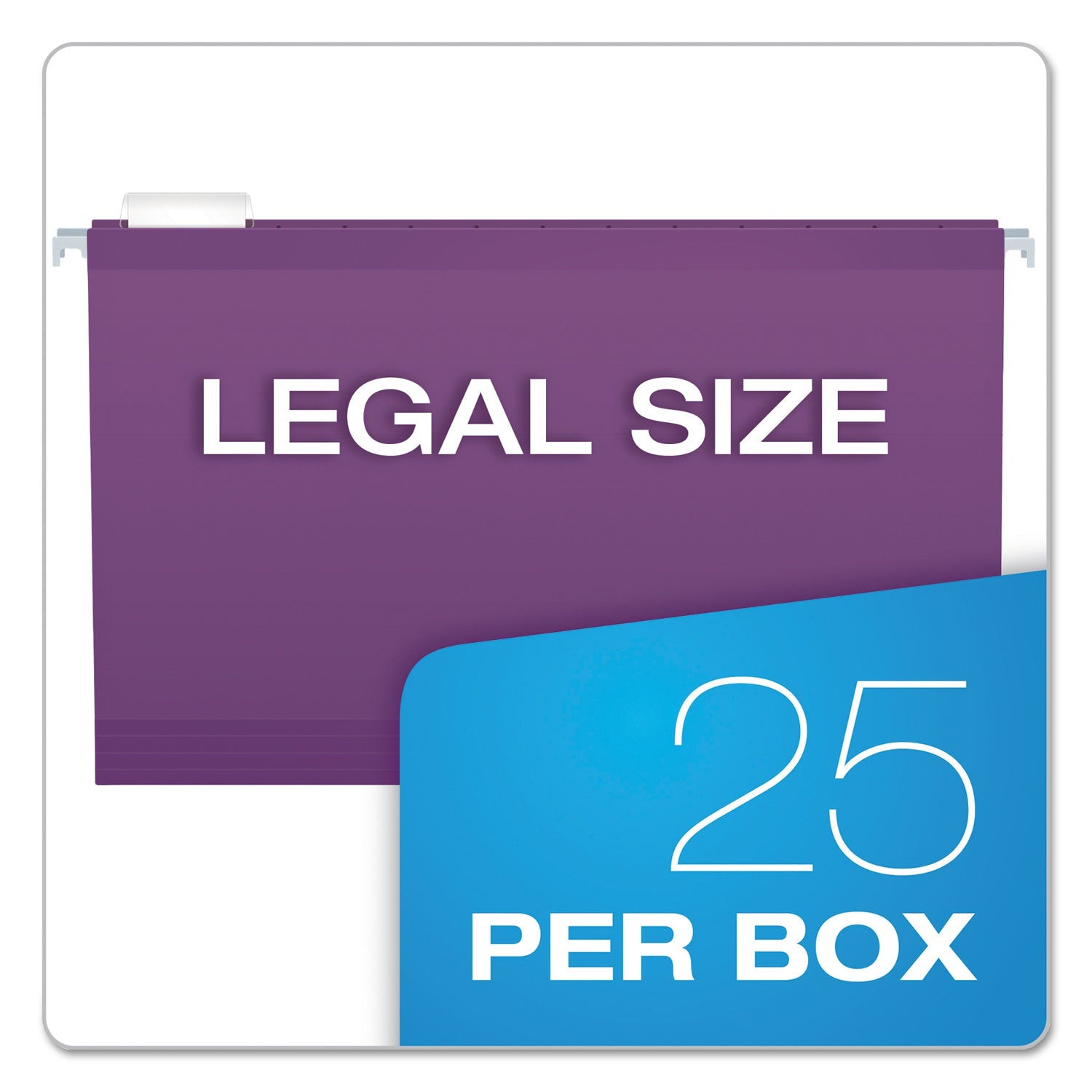 Pendaflex Colored Reinforced Hanging Folders, Legal Size, 1/5-Cut Tabs, Violet, 25/Box