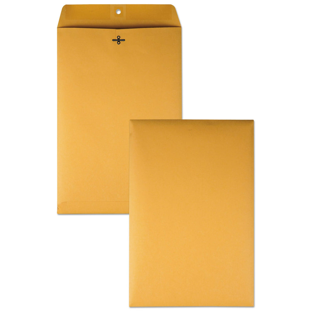 Quality Park Clasp Envelope, 28 lb Bond Weight Kraft, #98, Square Flap, Clasp/Gummed Closure, 10 x 15, Brown Kraft, 100/Box
