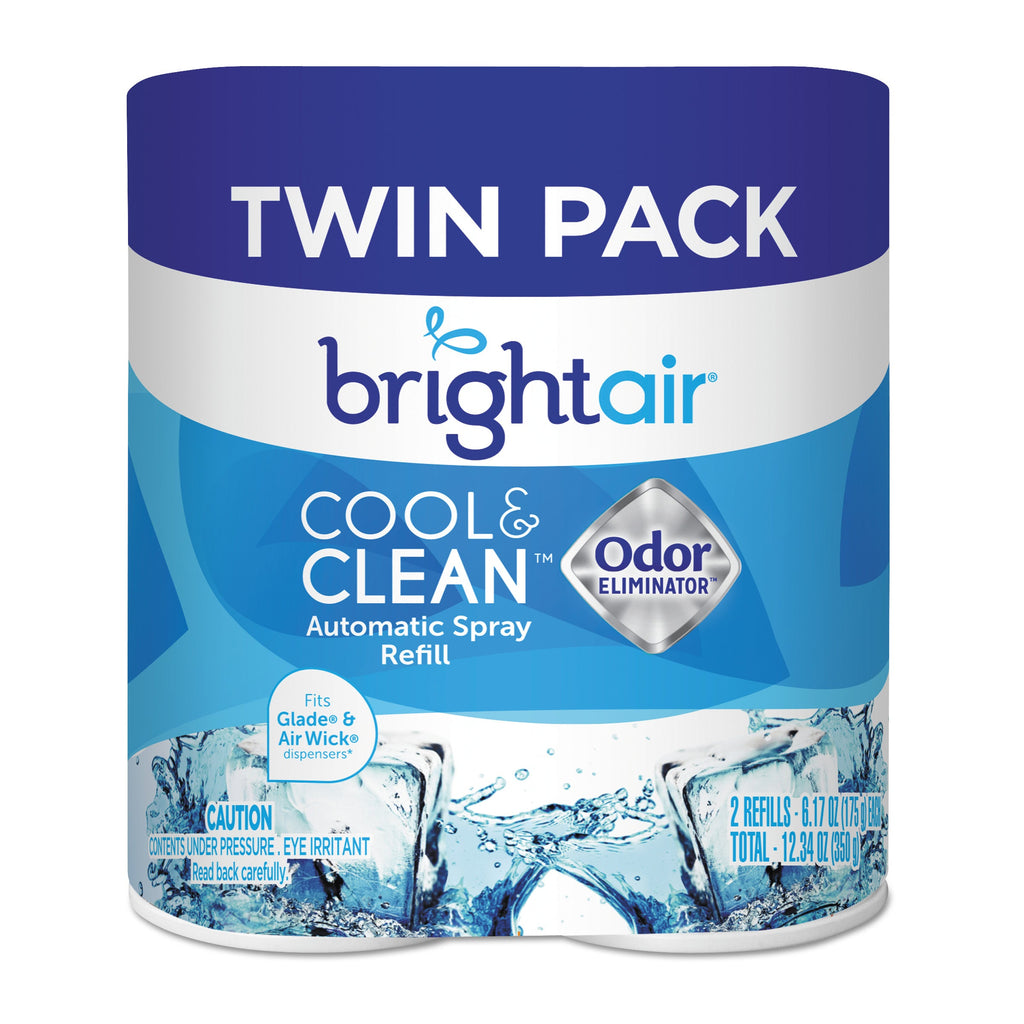 BRIGHT Air Automatic Spray Air Freshener Refill, Cool and Clean, 6.17 oz Aerosol Spray, 6/Carton