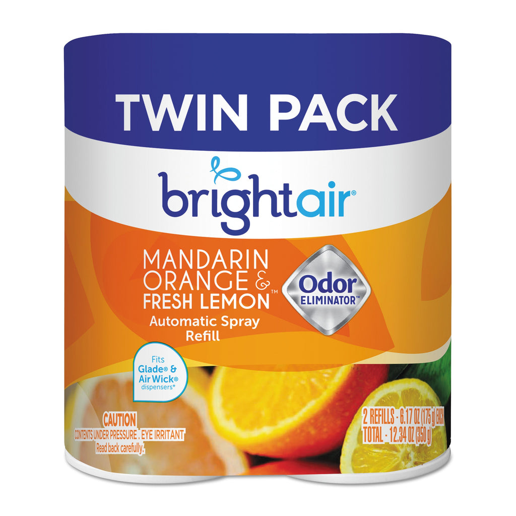 BRIGHT Air Automatic Spray Air Freshener Refill, Mandarin Orange and Fresh Lemon, 6.17 oz Aerosol Spray  6/Carton