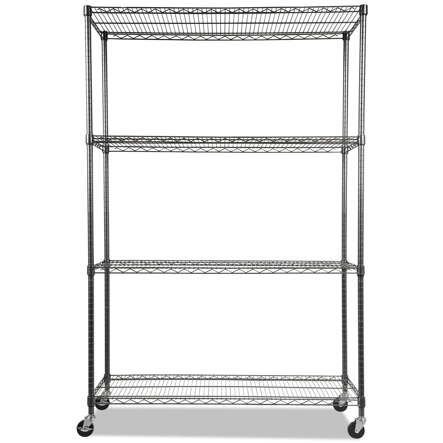 Alera NSF Certified 4-Shelf Wire Shelving Kit with Casters, 48w x 18d x 72h, Black Anthracite