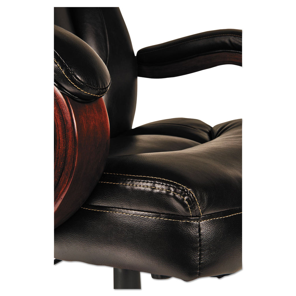 Alera Transitional Series Executive Wood Chair, Up to 275 lb, Chocolate Marble Bonded Leather Seat/Back, Walnut Wood Base