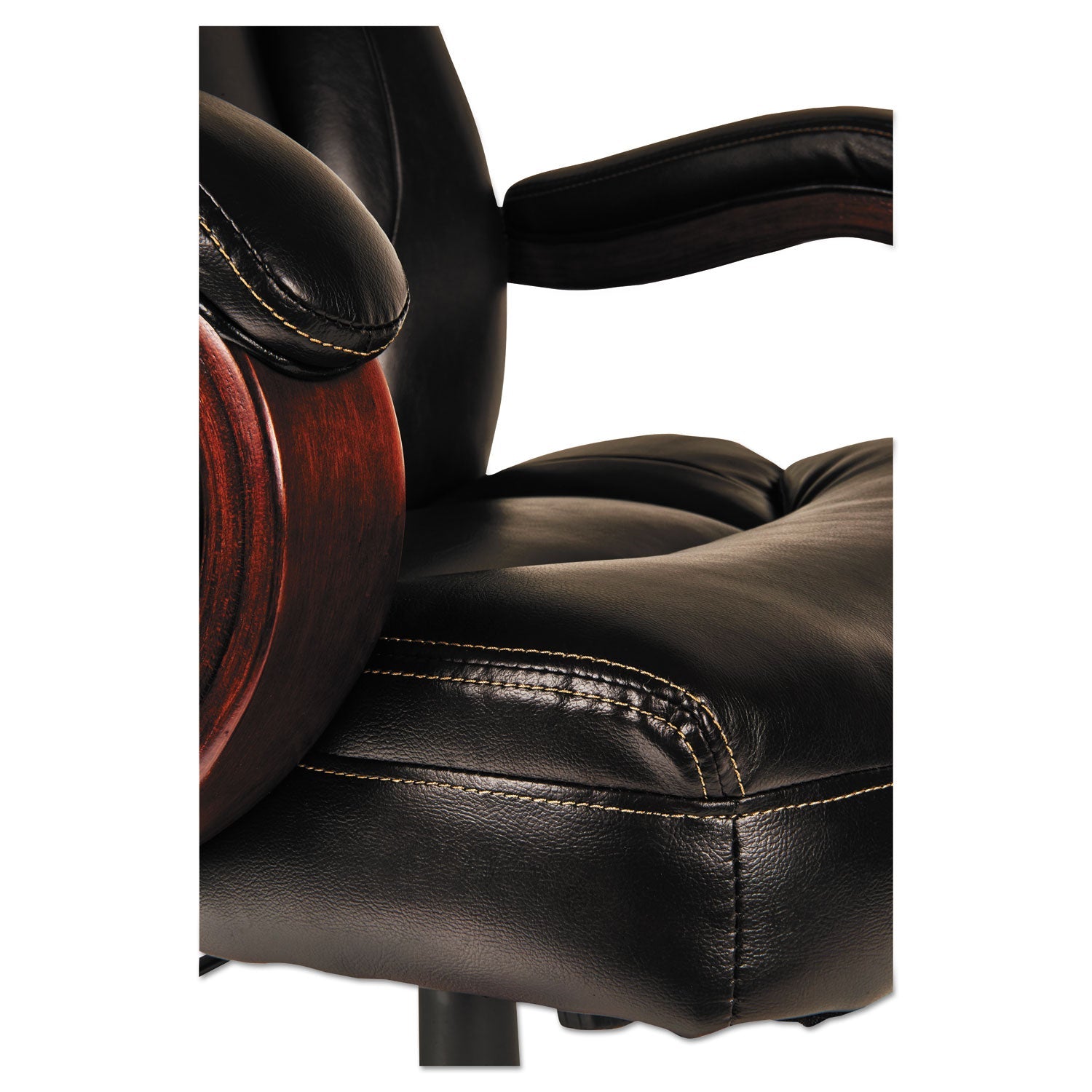 Alera Transitional Series Executive Wood Chair, Up to 275 lb, Chocolate Marble Bonded Leather Seat/Back, Walnut Wood Base