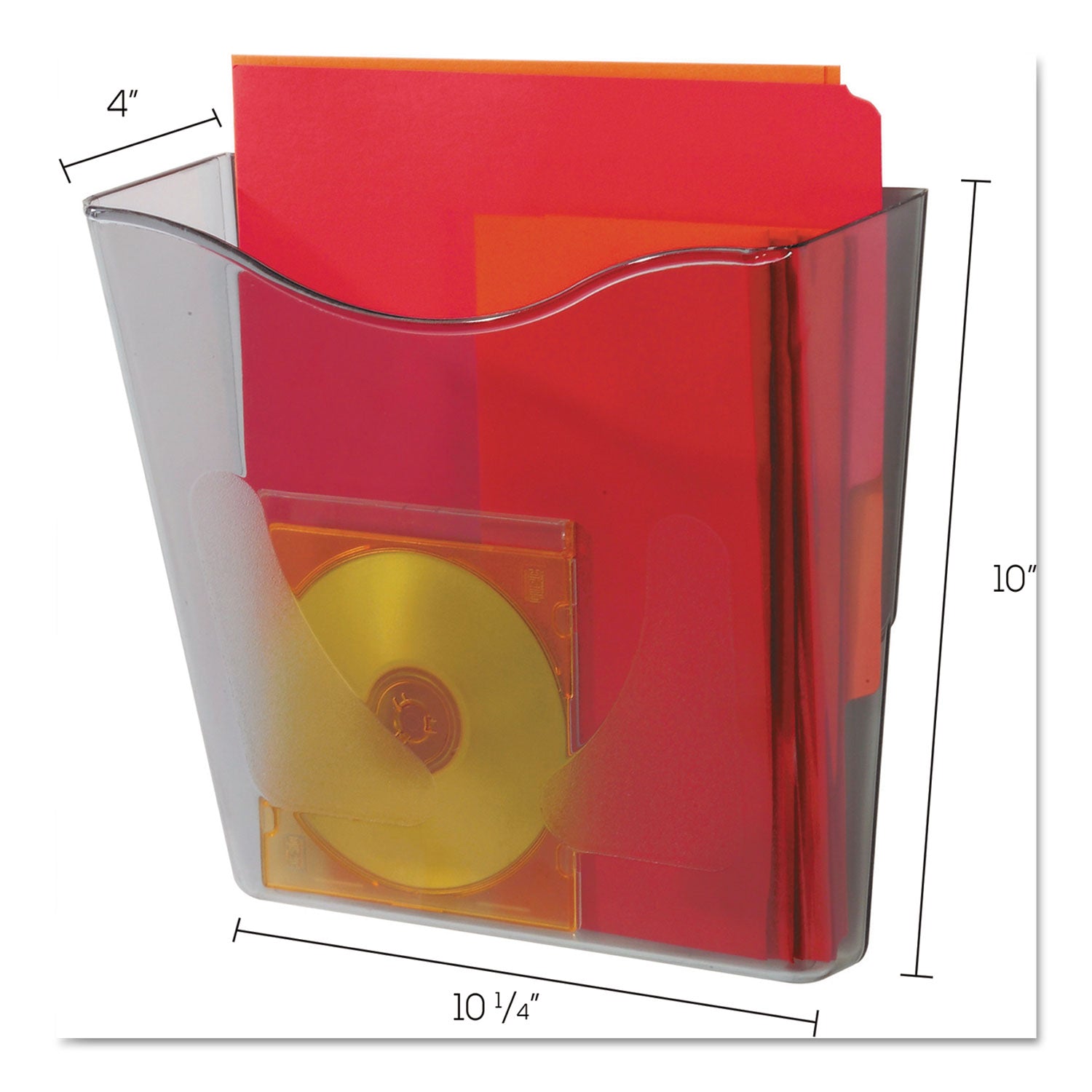 deflecto Euro-Style DocuPocket Portrait Wall File, A4/Letter/Magazines/Portfolio Size, 10.25" x 4" x 10", Smoke