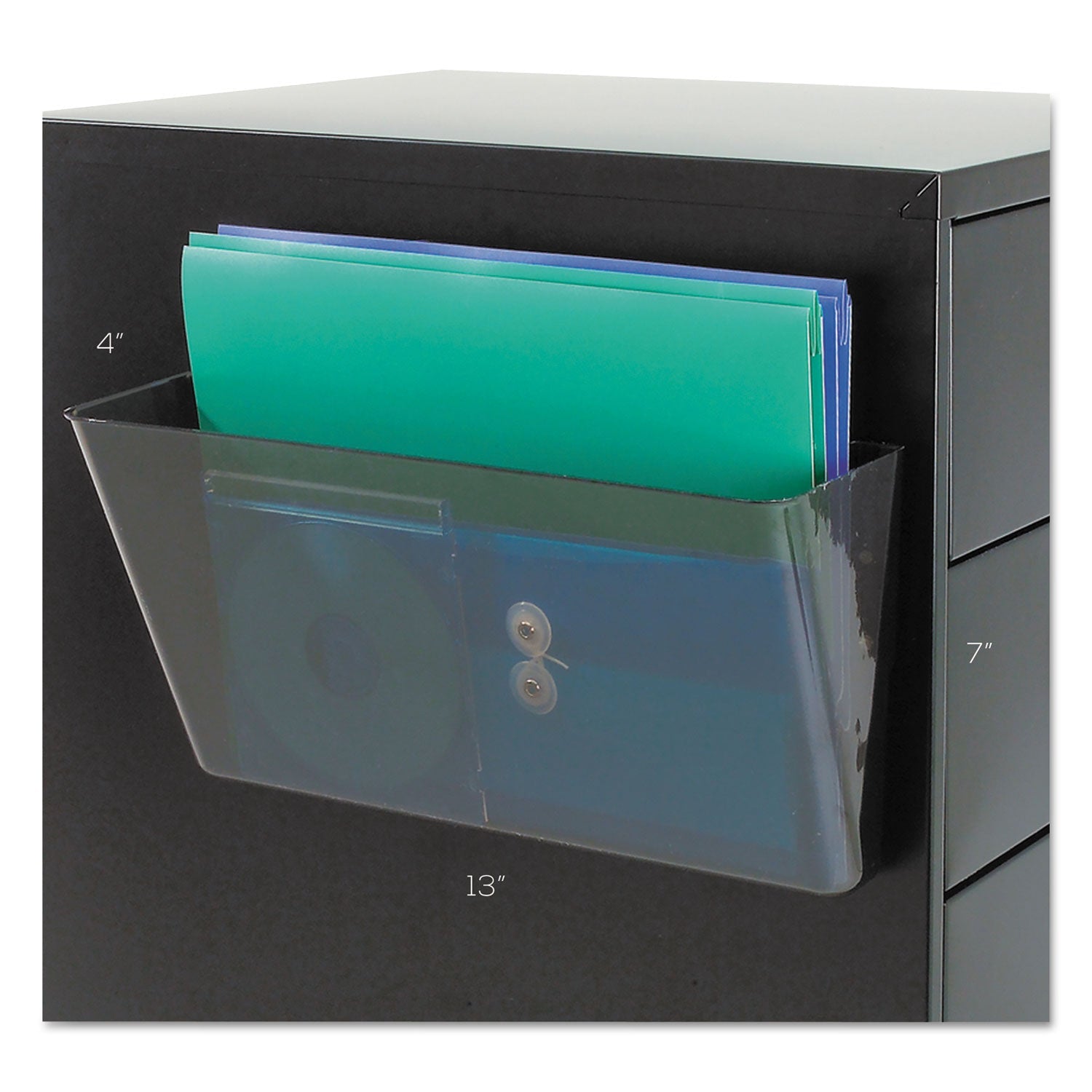 deflecto Magnetic DocuPocket Wall File, Letter Size, 13" x 4" x 7", Smoke