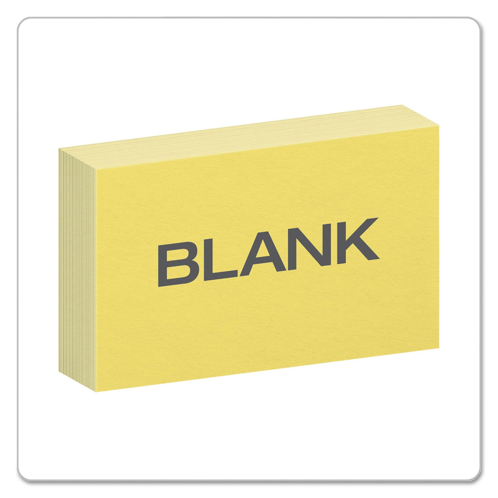 Oxford Unruled Index Cards, 3 x 5, Canary, 100/Pack