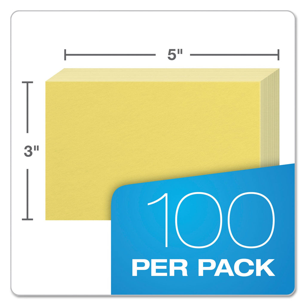 Oxford Unruled Index Cards, 3 x 5, Canary, 100/Pack