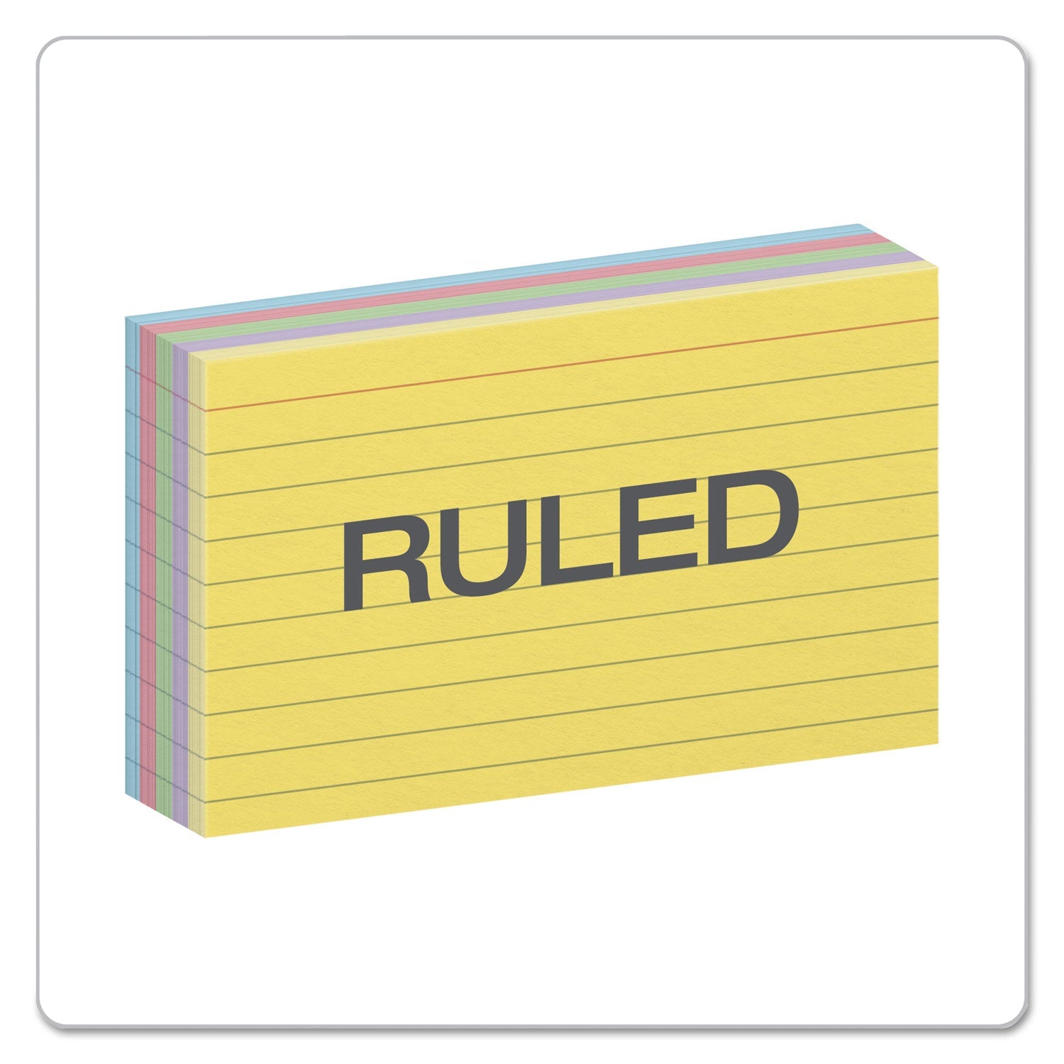 Oxford Ruled Index Cards, 3 x 5, Blue/Violet/Canary/Green/Cherry, 100/Pack