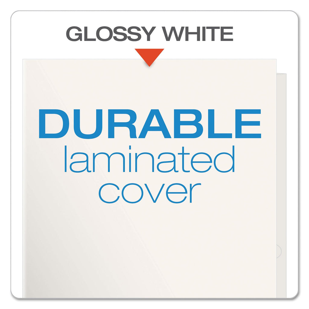Oxford High Gloss Laminated Paperboard Folder, 100-Sheet Capacity, 11 x 8.5, White, 25/Box