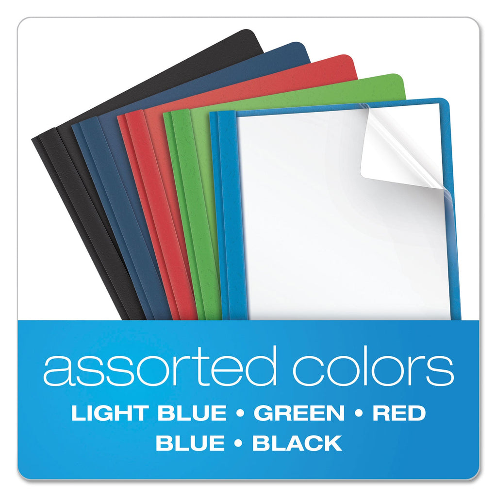 Oxford Clear Front Standard Grade Report Cover, Three-Prong Fastener, 0.5" Capacity, 8.5 x 11, Clear/Assorted, 25/Box