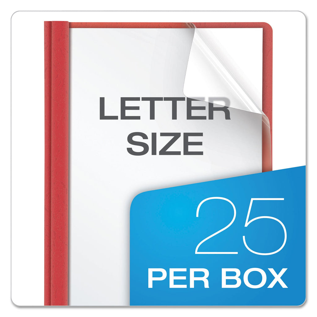 Oxford Clear Front Standard Grade Report Cover, Three-Prong Fastener, 0.5" Capacity, 8.5 x 11, Clear/Assorted, 25/Box