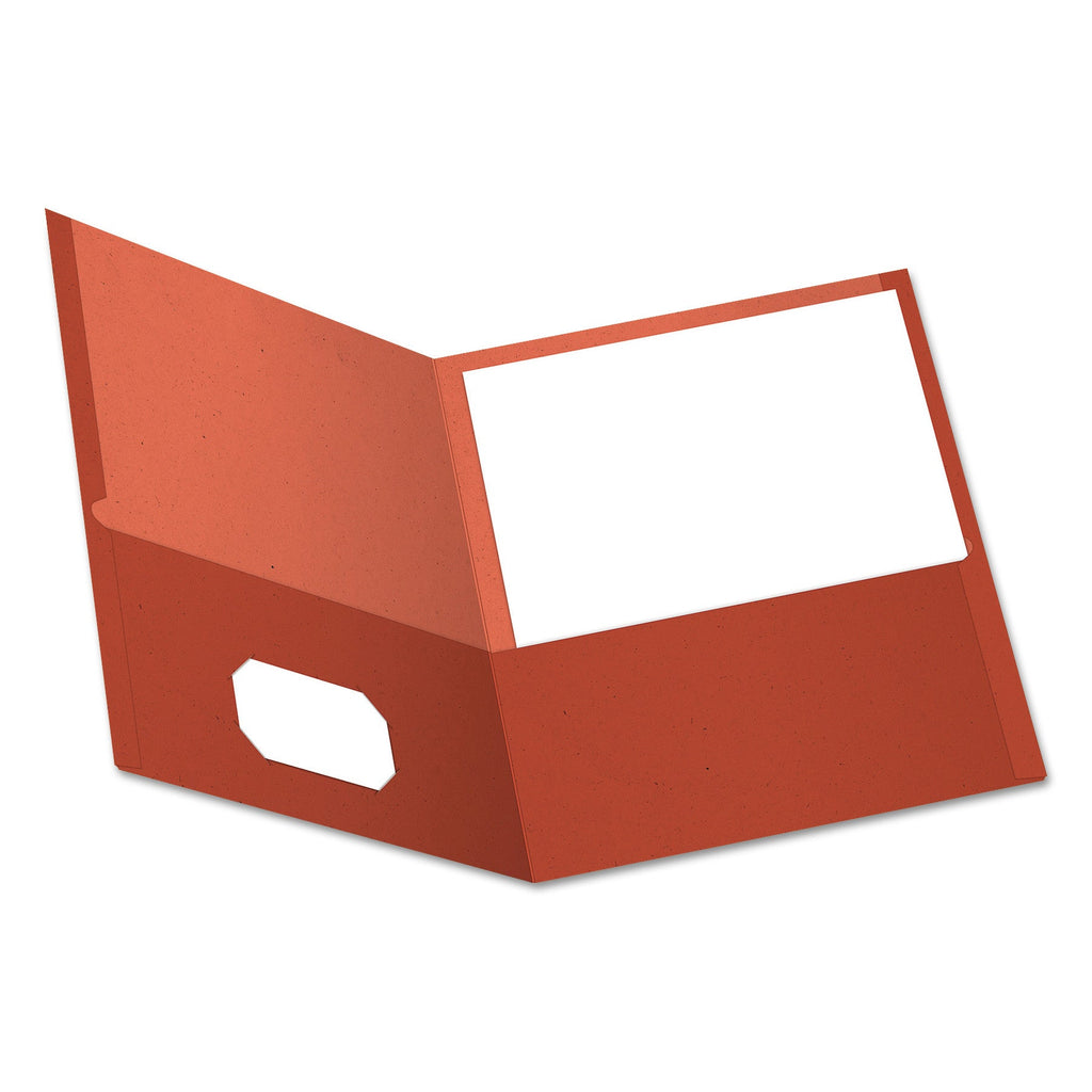 Oxford Earthwise by Oxford 100% Recycled Paper Twin-Pocket Portfolio, 100-Sheet Capacity, 11 x 8.5, Red, 25/Box