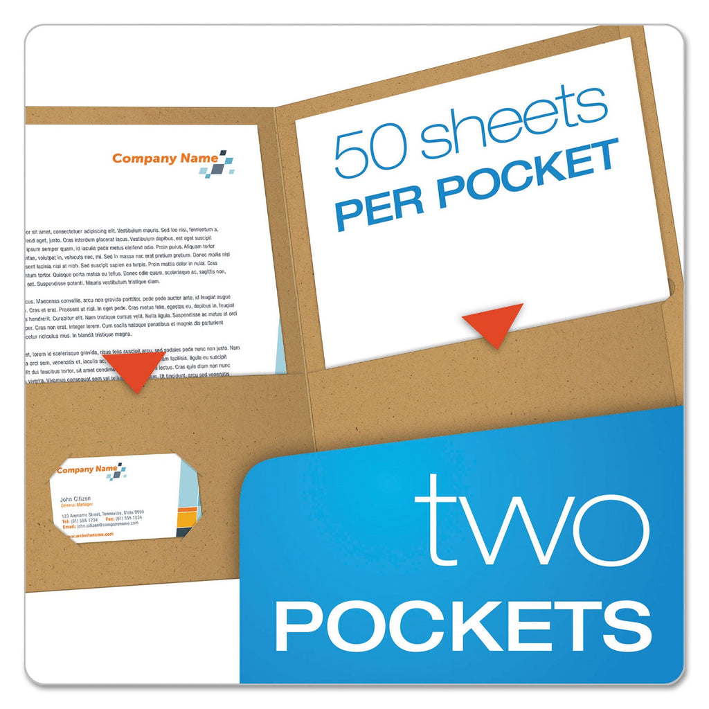 Oxford Earthwise by Oxford 100% Recycled Paper Twin-Pocket Portfolio, 100-Sheet Capacity, 11 x 8.5, Natural, 25/Box