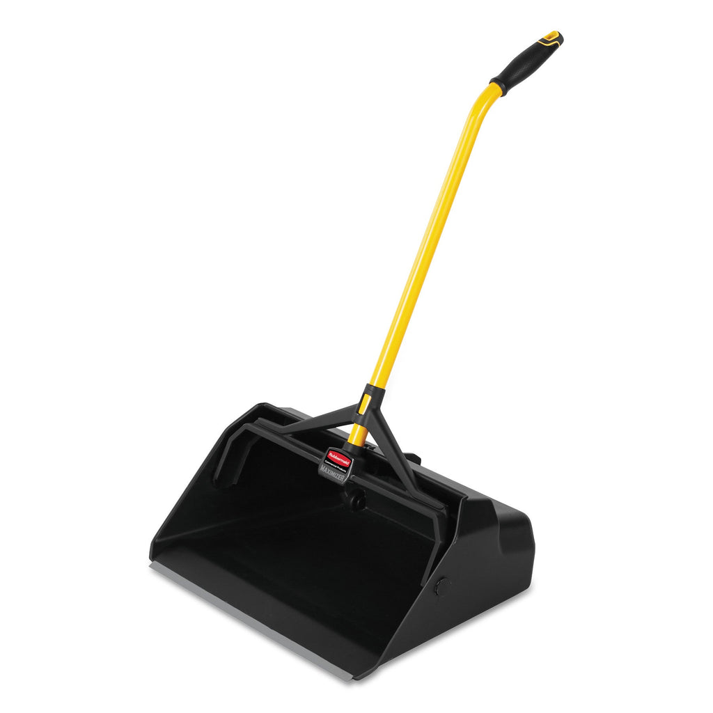 Rubbermaid Maximizer Heavy-Duty Stand Up Debris Pan, 20.44w x 29h, Plastic, Yellow/Black