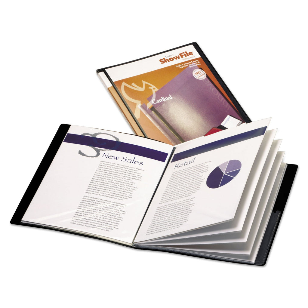 Cardinal ShowFile Display Book with Custom Cover Pocket, 24 Letter-Size Sleeves, Black