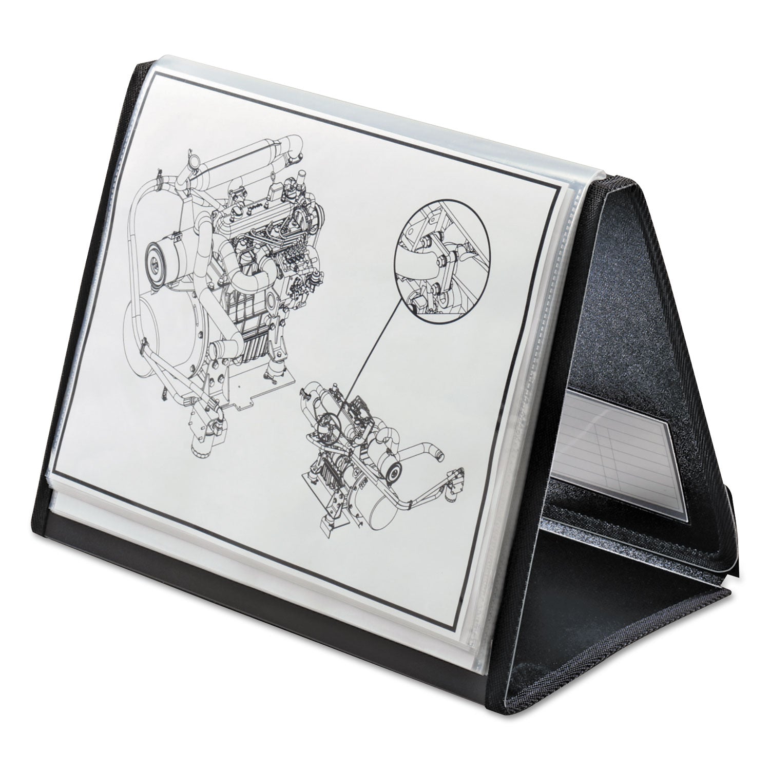 Cardinal ShowFile Horizontal Display Easel, 20 Letter-Size Sleeves, Black