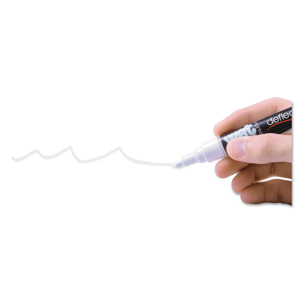 deflecto Wet Erase Markers, Medium Chisel Tip, White, 4/Pack