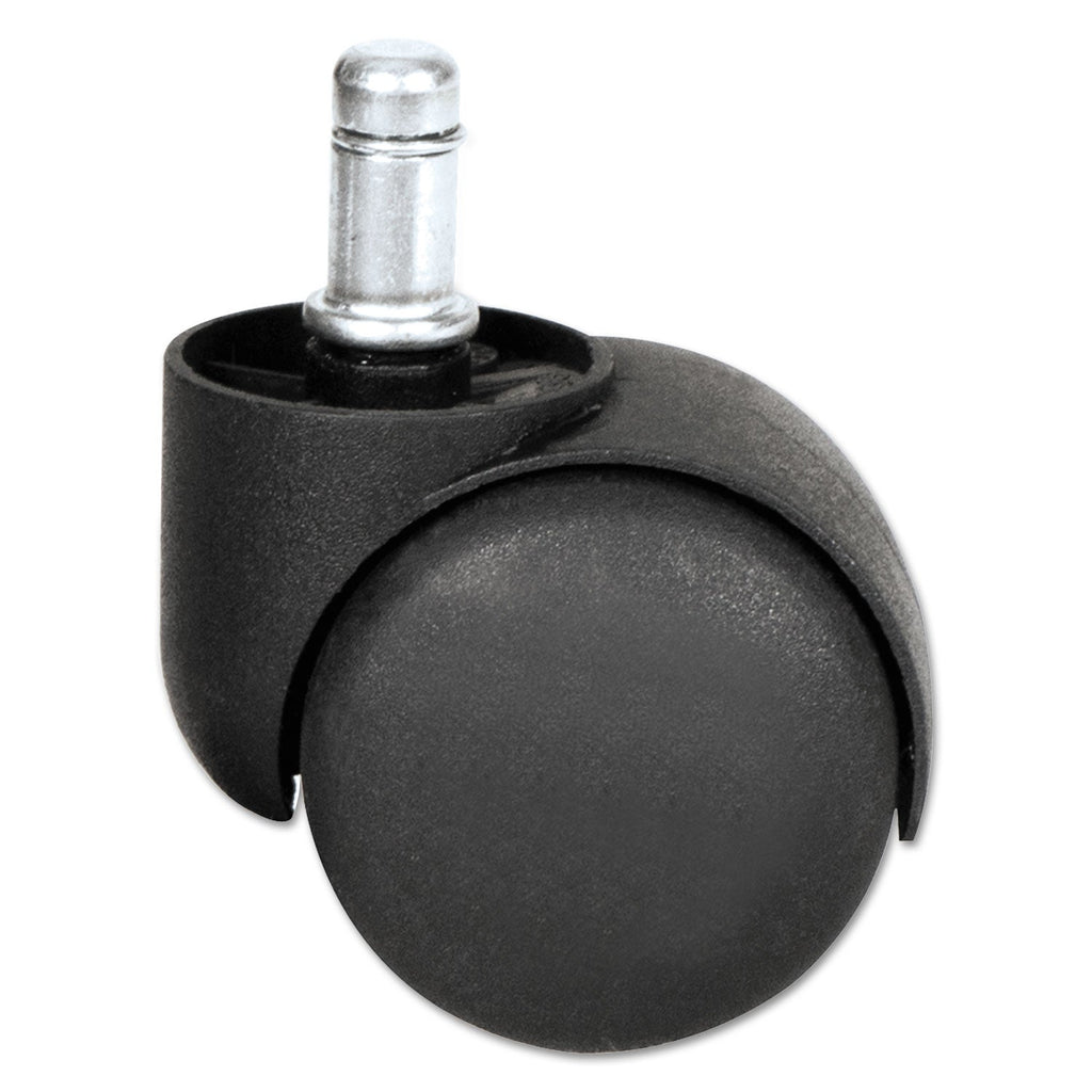 Alera Dual Wheel Hooded Casters, Grip Ring Type B Stem, 1.5" Hard Nylon Wheel, Matte Black, 5/Set