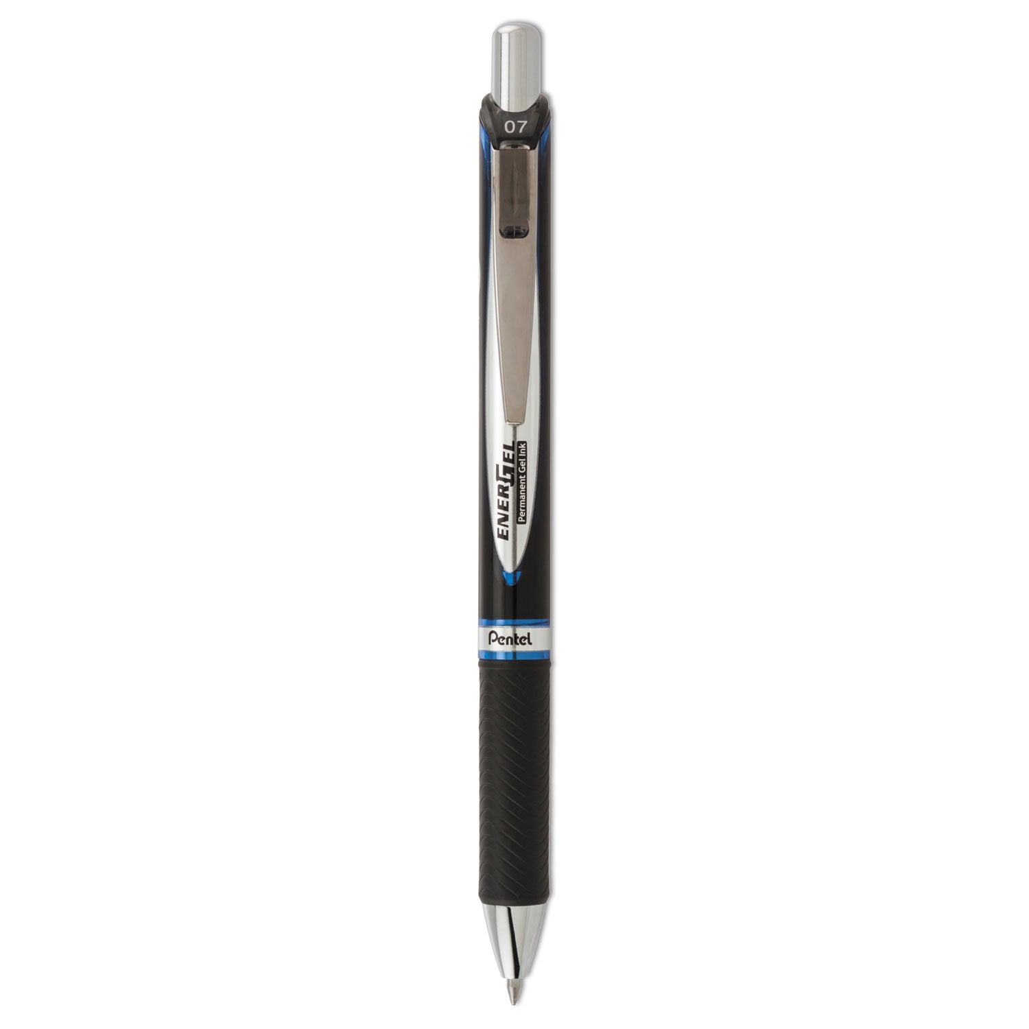 Pentel EnerGel PRO Permanent Ink Gel Pen, Retractable, Medium 0.7 mm, Blue Ink, Black Barrel