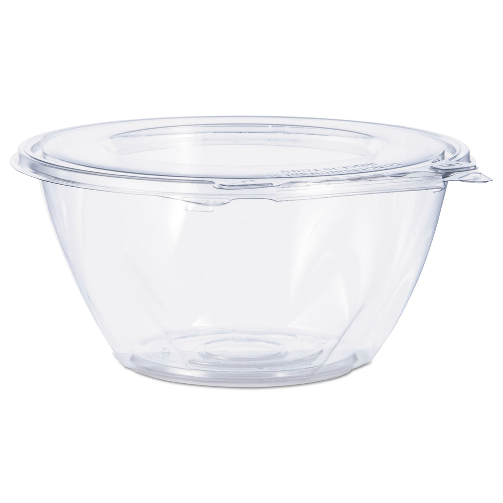 Dart Tamper-Resistant, Tamper-Evident Bowls with Flat Lid, 32 oz, 7" Diameter x 3.2"h, Clear, Plastic, 150/Carton