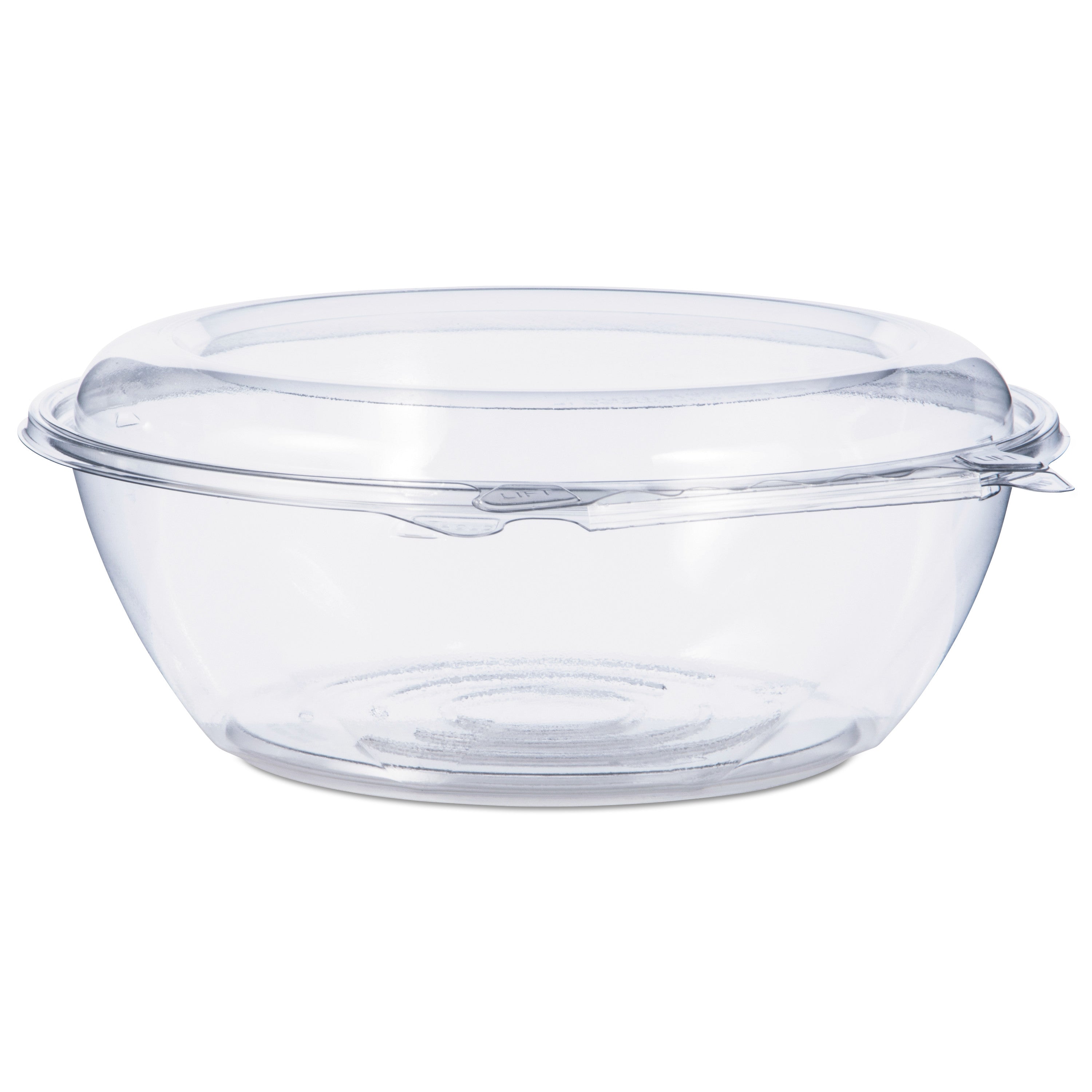 Dart Tamper-Resistant, Tamper-Evident Bowls with Dome Lid, 48 oz, 8.9" Diameter x 3.4"h, Clear, Plastic, 100/Carton