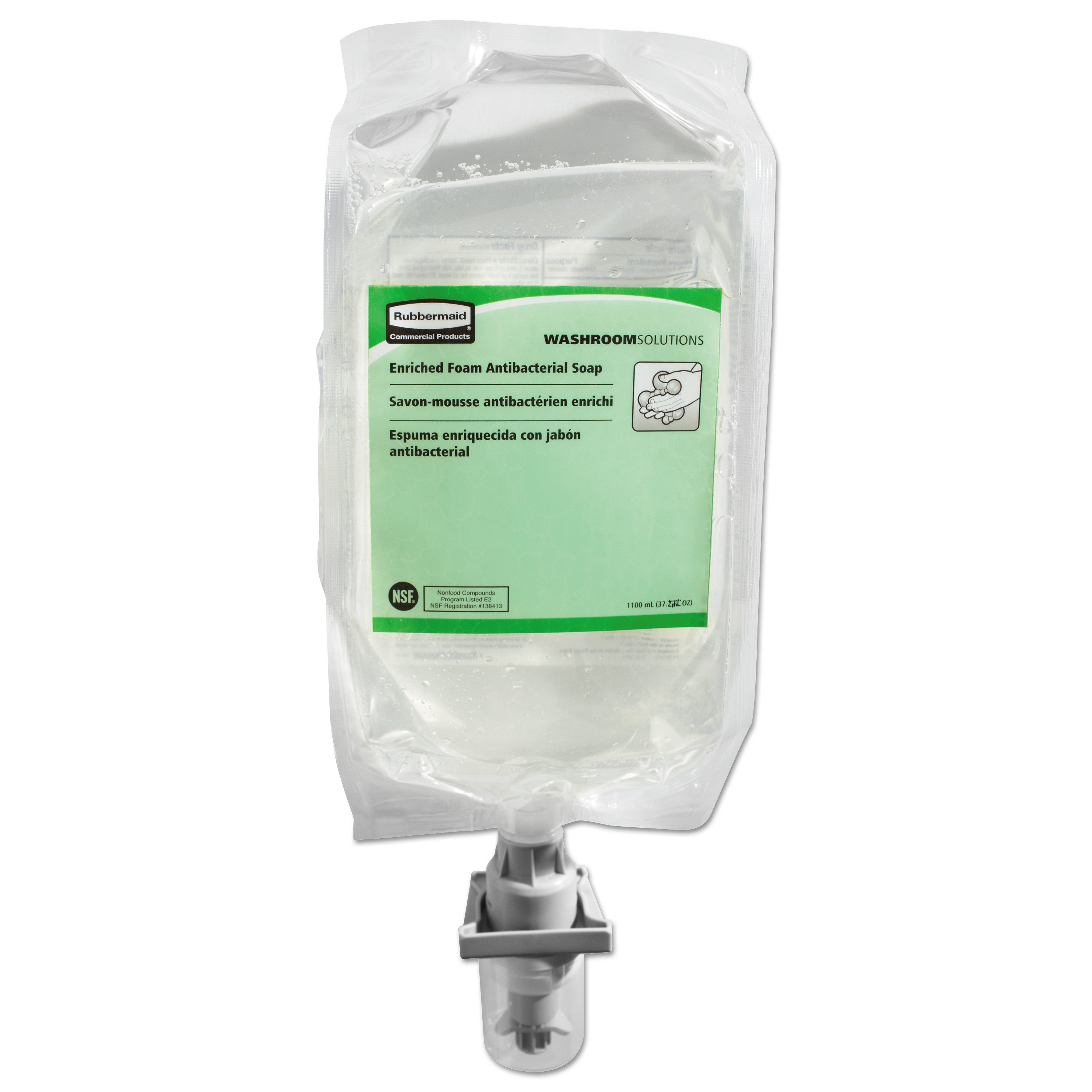 Rubbermaid E2 Antibacterial Enriched-Foam Soap Refill, Unscented, 1,100 mL