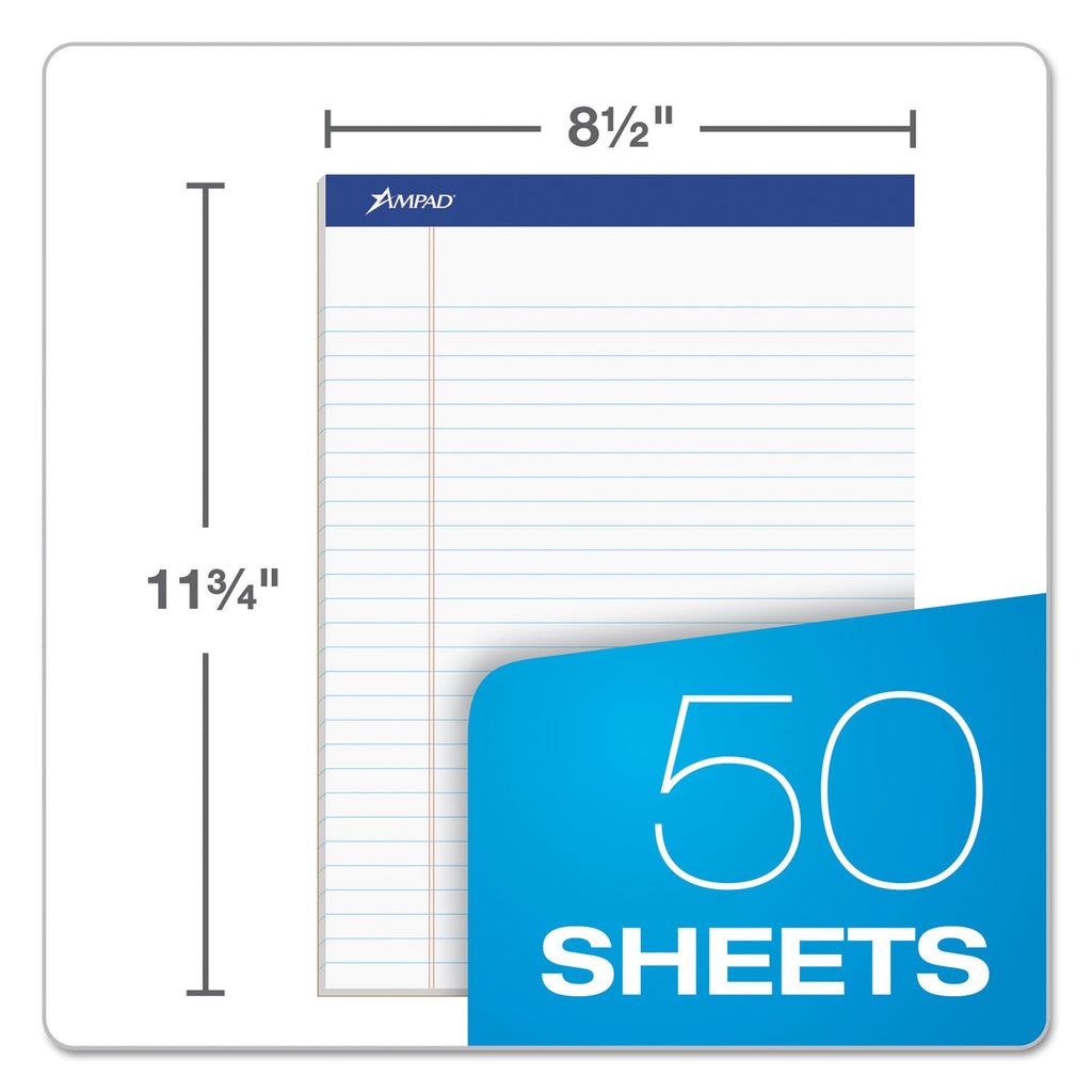 Ampad Recycled Writing Pads, Wide/Legal Rule, Politex Green Kelsu Headband, 50 White 8.5 x 11.75 Sheets, Dozen