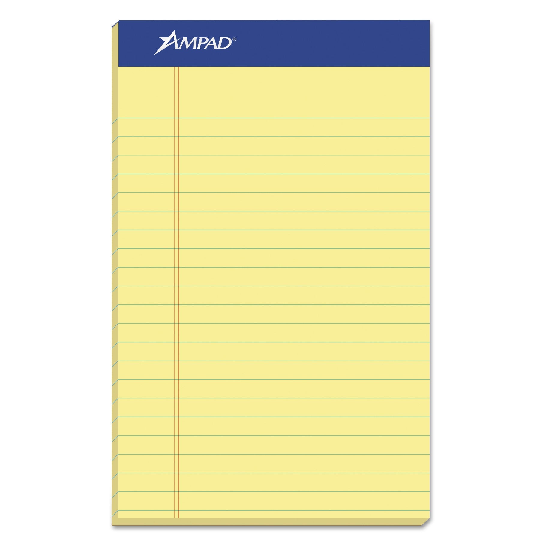Ampad Perforated Writing Pads, Narrow Rule, 50 Canary-Yellow 5 x 8 Sheets, Dozen