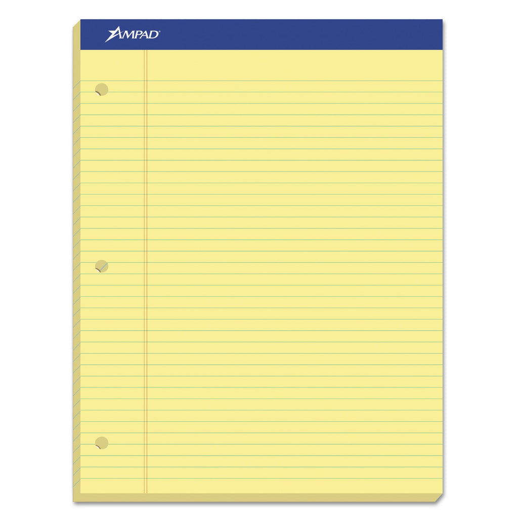 Ampad Recycled Writing Pads, Wide/Legal Rule, Politex Green Kelsu Headband, 50 Canary-Yellow 8.5 x 11.75 Sheets, Dozen