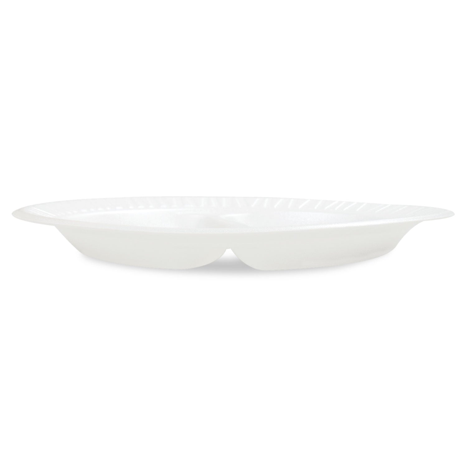 Dart Concorde Foam Plate, 3-Compartment, 10.25" dia, White, 125/Pack, 4 Packs/Carton