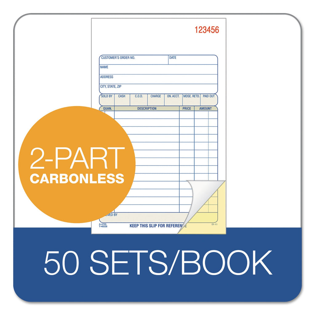 Adams Two-Part Sales Book, Two-Part Carbon, 6.69 x 4.19, 1/Page, 50 Forms