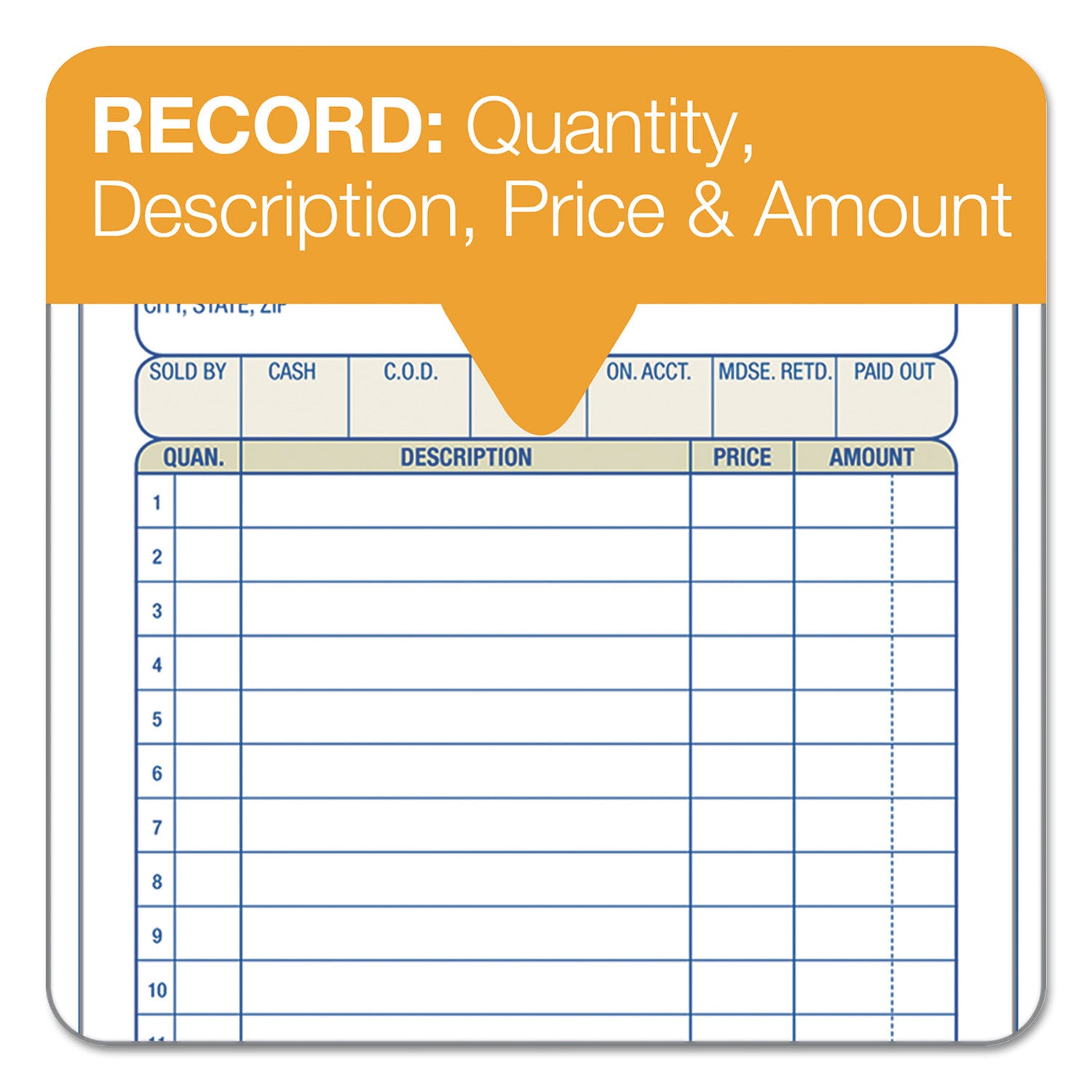 Adams Two-Part Sales Book, Two-Part Carbon, 6.69 x 4.19, 1/Page, 50 Forms