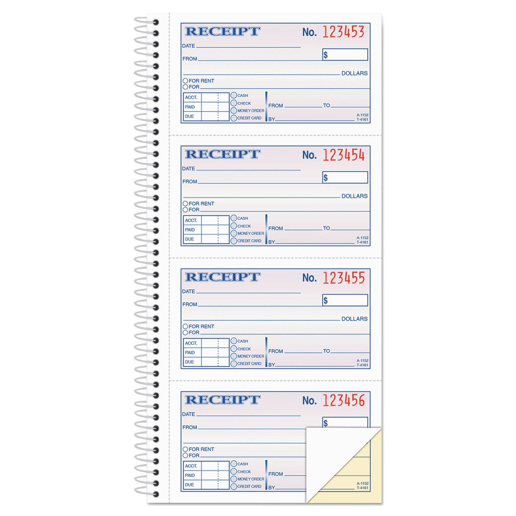 Adams Two-Part Rent Receipt Book, Two-Part Carbonless, 2.75 x 4.75, 4/Page, 200 Forms