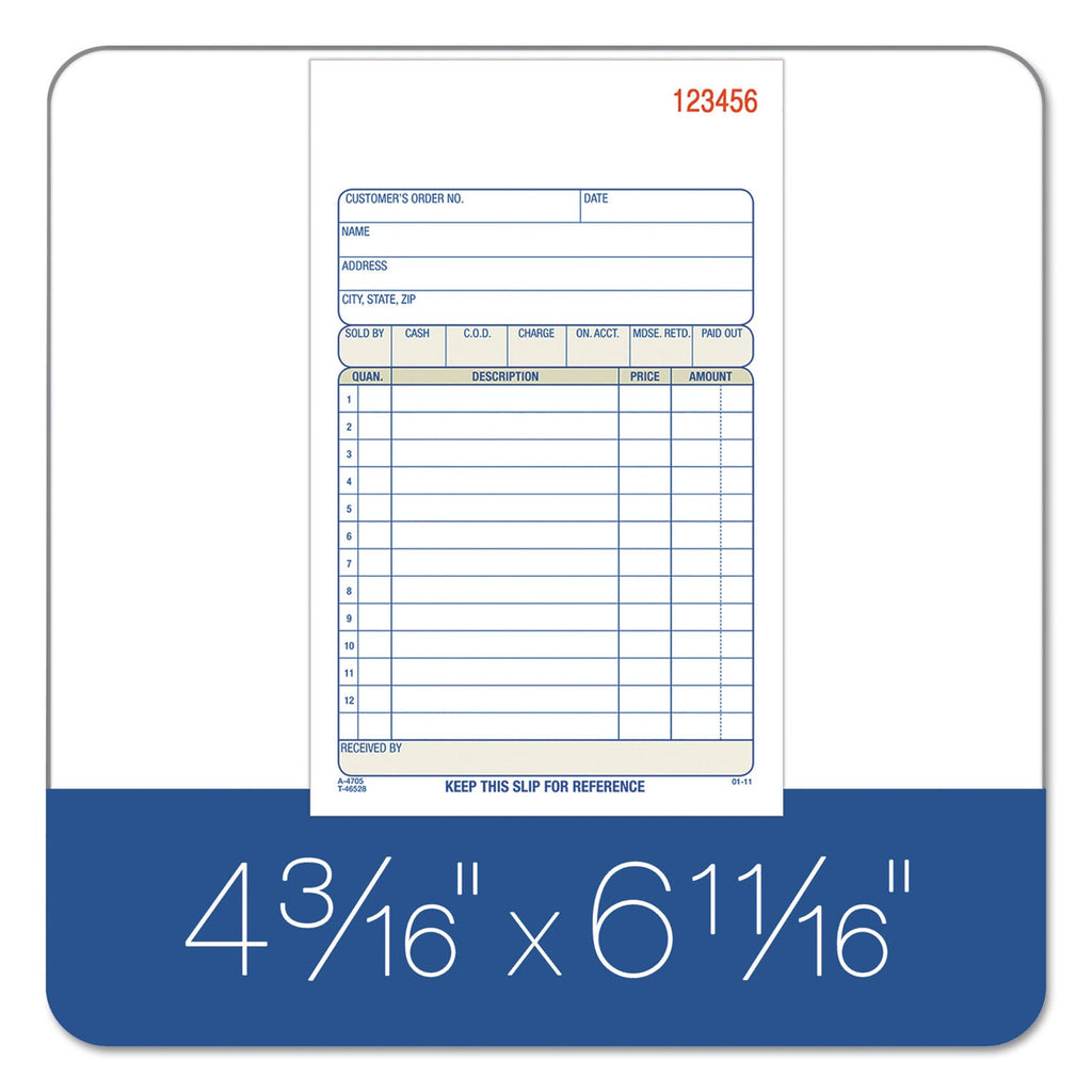Adams Carbonless Sales Order Book, Three-Part Carbonless, 4.19 x 7.19, 50 Forms