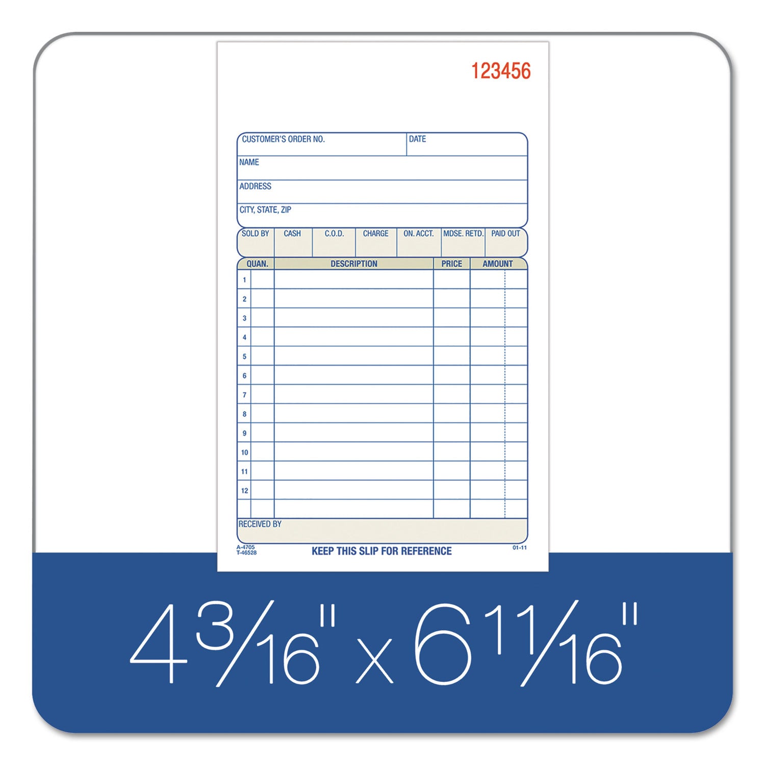 Adams Carbonless Sales Order Book, Three-Part Carbonless, 4.19 x 7.19, 50 Forms
